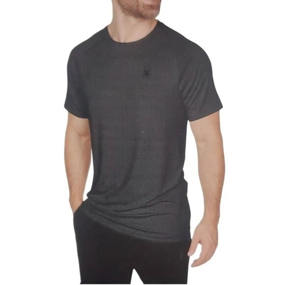 NEW Spyder Active Men's M Gray Short Sleeve Athletic Shirt Polyester/Spandex - Picture 1 of 8